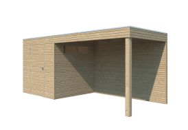 Abri de jardin avec auvent en bois traité Qube