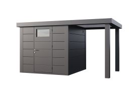 Abri de jardin en métal avec auvent à droite Open Lounge anthracite 