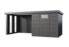 Abri de jardin en métal avec auvent vitré Lounge anthracite