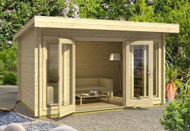 Grand abri de jardin en bois 28mm, Vernier, 26m², porte double, Solid, pas  cher, achat