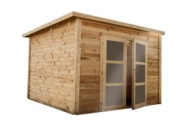 Abri de jardin en bois brut 42 mm toit plat 9 m² - Napoli Habrita