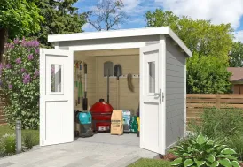 Abri de jardin en bois gris clair 6 m² 19 mm Zuri 8 Lasita
