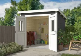 Abri de jardin en bois gris anthracite 7,5 m² 19 mm Zuri 9 Lasita