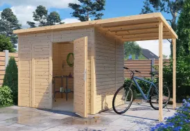 Abri de jardin bois avec auvent 7 m² 19 mm Timmo 4 Plus 181 x 386 cm Bertilo