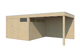 Abri de jardin en bois brut avec auvent Gardenas
