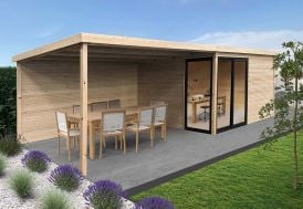 Abri de jardin en bois d’épicéa avec auvent Solid Tavira