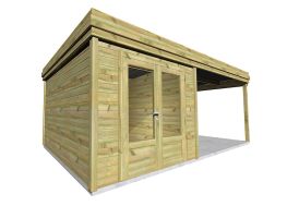 Abri de jardin en bois de pin traité avec auvent
