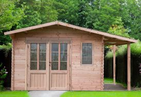 Abri de jardin en bois avec bûcher Habrita