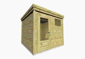 Abri de jardin en bois avec porte vitrée et fenêtre