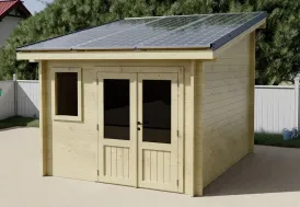 Abri de jardin 10 m² en bois + 6 panneaux solaires 3 kwc Habrita