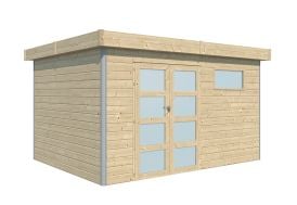 Abri de jardin Bois 9 m², Marius Pin, Marron par imprégnation, L. 3,45 m x  l. 3,49 m x h. 2,52 m - Vivre en Bois Pro