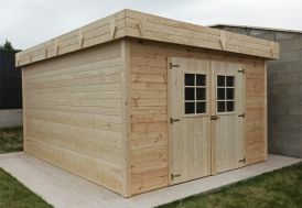 Abri de jardin en bois brut 28 mm toit plat 14 m2