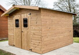 Abri de jardin en bois traité avec toit bac acier Thermabri 9 m²