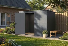 Abri de jardin métal galvanisé 3,7 m² Gary T7 gris anthracite Weka