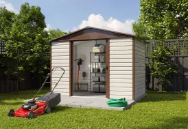 Abri de jardin Trigano en acier galvanisé 6 m² Taupe Marron