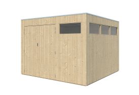Abri de jardin moderne en bois brut 26 mm Gardenas