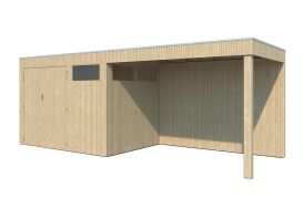 Abri de jardin en bois brut avec auvent Gardenas