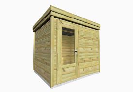 Abri de jardin en bois de pin avec porte vitrée