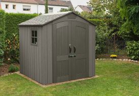 Abri de Jardin en Polyéthylène Imitation Bois et Acier Inox Lifetime 4,5 m²