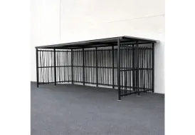 Abri 16 vélos pour collectivités en acier style bambou 2 x 5 m Mottez
