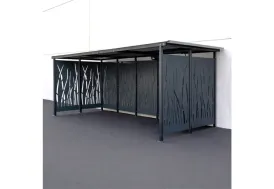 Abri 16 vélos pour collectivités en acier style roseaux 2 x 5 m Mottez