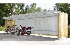 Extension pour abri à vélos Mottez en bois et tôle galvanisée