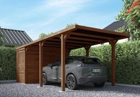 Carport en bois avec remise de jardin Cerland
