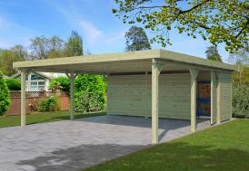 Carport autoporté avec remise de stockage deux voitures