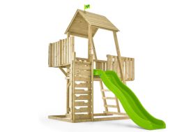 Aire de jeux d'extérieur en bois avec toboggan
