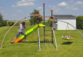 aire de jeux en acier traité anticorrosion 5 agrès pour enfants dès 3 ans