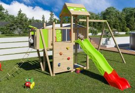 Aire de jeux avec toboggan, mur d'escalade et balançoires Aléo by Trigano Starry Xpression 