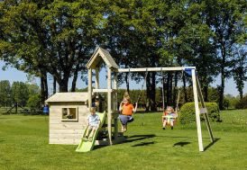 Aire de Jeux en Bois d’Épicéa Traité avec Portique Blue Rabbit Lookout 