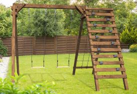 Portique balançoires et escalade en bois Soulet 