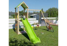 Aire de jeux en bois, balançoires, escalade et toboggan – Smart Xperience