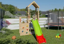 Aire de jeux de jardin en bois avec toboggan