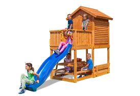 Aire de Jeux de Jardin Cabane en Bois de Pin Traité avec Toboggan Fungoo MyHouse Free Time Beach 