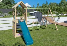Aire de jeux bois avec toboggan, escalade, balançoires Sweet Xstyl Trigano