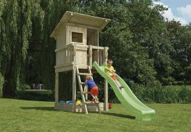 aire de jeux en bois autoclave toboggan + cabane