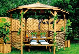 tonnelle de jardn en bois Lora jardipolys Ø320 x H 245 cm