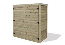 Abri pour vélos ou poubelles en bois d'épicéa + placard 95 x 215 cm - Weka