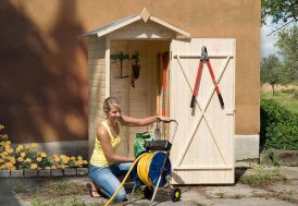 Armoire de jardin bois Helka naturelle, L.131 X H.197 X P.69 Cm