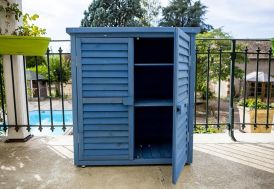 Armoire de Jardin en Bois Lasuré Bleu 87 x 46,5 x 95 cm 
