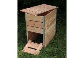 composteur en Bois Kale Jardipolys, 80 x 100 x 100 cm, 800 litres, composteur de Jardin avec Couvercle et Trappe