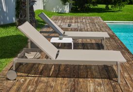 Bain de soleil en aluminium taupe Ezpeleta Lago 188 cm
