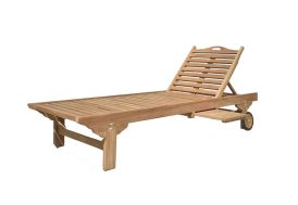 Bain de soleil en bois de teck avec tablette chaise longue Hartman Soleo