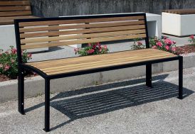 Banc de jardin en bois de pin traité et acier galvanisé Helios Carmen