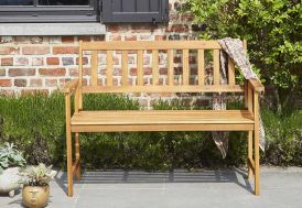 Banc de jardin en bois d'acacia massif vue de face