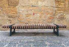 Banquette de jardin en bois de pin traité et acier galvanisé Helios Sevilla