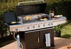 Barbecue Gaz Laguiole 5 Brûleurs + Rotisserie + Réchaud + Housse