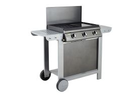 plancha à gaz puerta luna mi-plaque mi-grille pour surface de cuisson de 61 x 42 cm